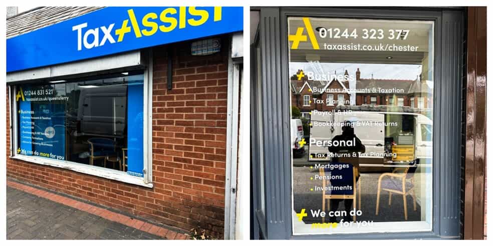 A collage of the outdoor signage for TaxAssist.